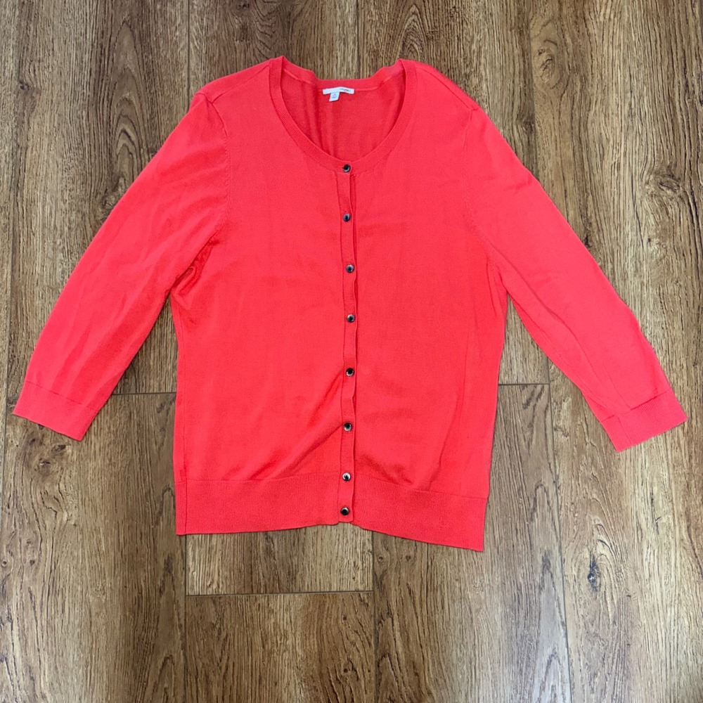 Halogen Coral Pink Orange 3/4 Sleeve Lightweight Cardigan Sweater Womens XL P‎